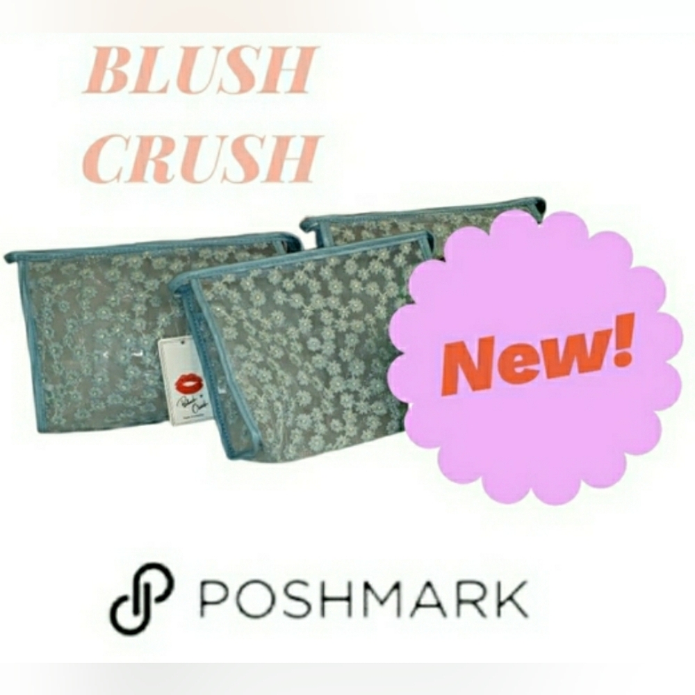 Blush Crush Blue Floral Cosmetic Pouch by Blush Crush 1 Total